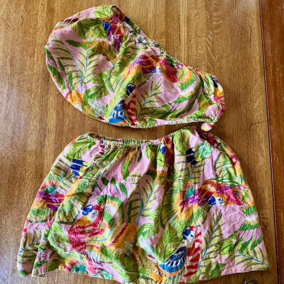 FARM RIO Macaw Leaves One-Shoulder Cut-Out Minidress